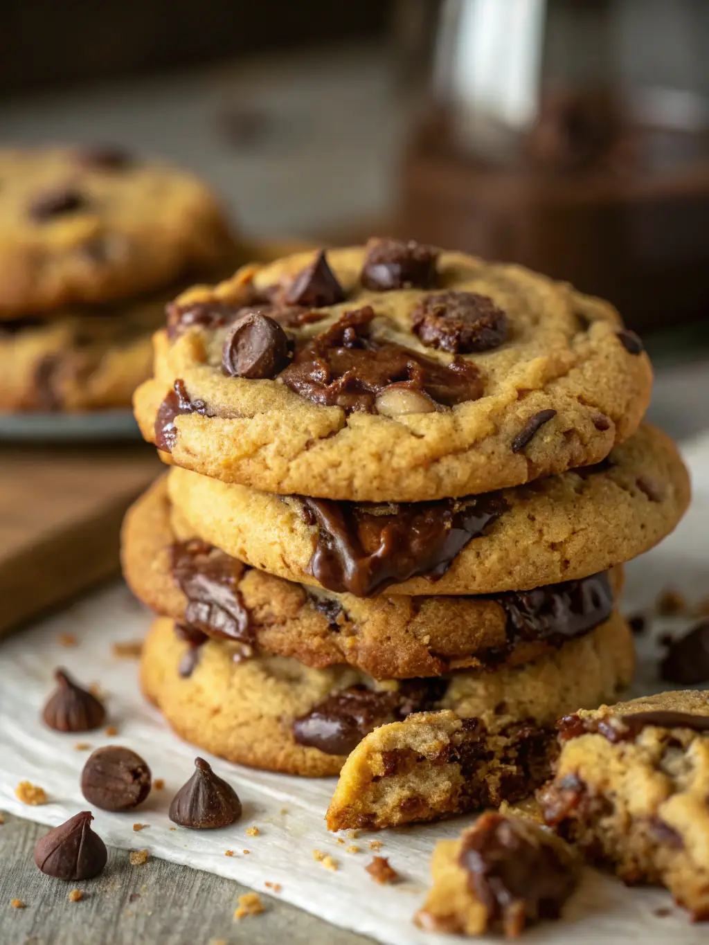 A close-up of Caramel Swirl Cookies, showcasing the caramel ribbons and soft texture.