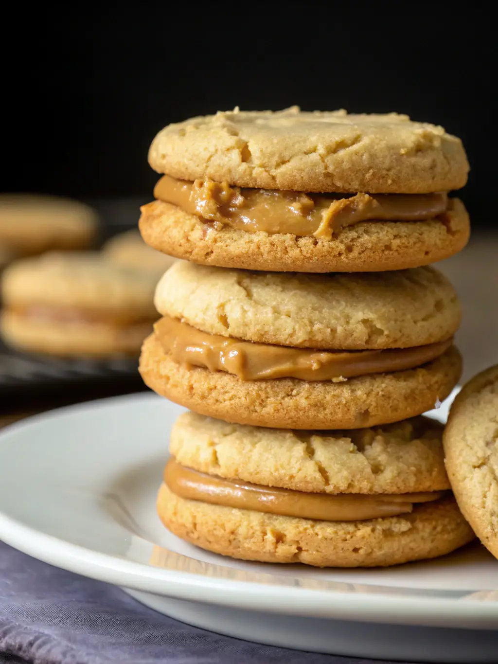 A detailed image of Peanut Butter Cookies, highlighting the crosshatch pattern and nutty texture.